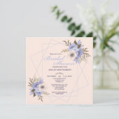 バイオレットエレガント5花びらバラブライダルシャワー 招待状 (スタンド正面)
