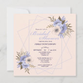 バイオレットエレガント5花びらバラブライダルシャワー 招待状 (正面)