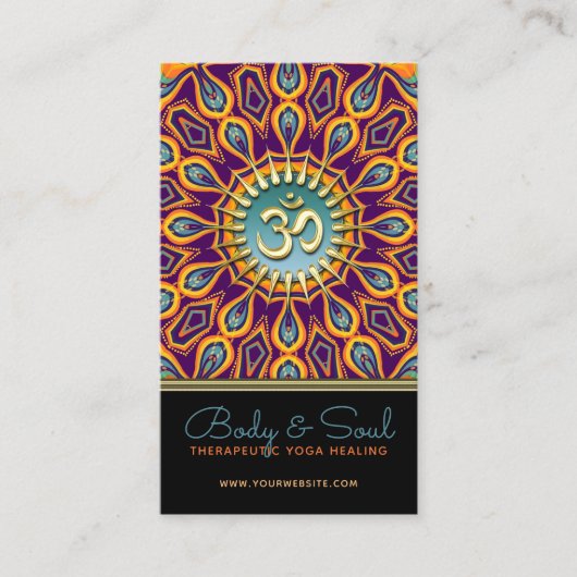 バイオレットオレンジティール(緑がかった色)マンダラエナジーヨガオムニューエイジ 名刺 (正面)