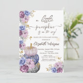 バイオレットカボチャの花葉咲きの赤ちゃんシャワー 招待状 (スタンド正面)