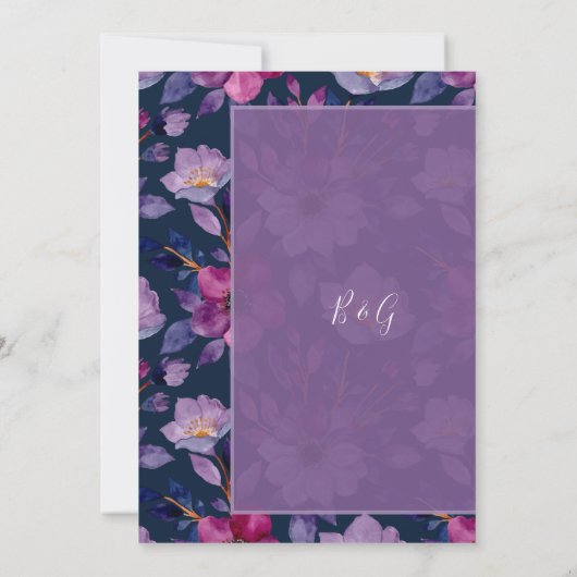 バイオレットカラフルの野結婚花緑 招待状 (裏面)