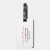 バイオレットガーリーグリッターイニシャルモノグラムカスタム写真 ラゲッジタグ (裏面縦)