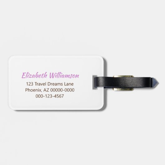 バイオレットガーリーグリッターイニシャルモノグラムカスタム写真 ラゲッジタグ (裏面横)