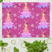 バイオレットクリスマスツリークッキーベーキングクルー雪片 キッチンタオル (折り畳み)