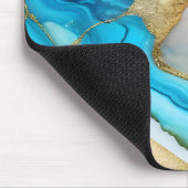 バイオレットクールブルー金ゴールド大理石 マウスパッド (コーナー)