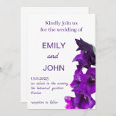 バイオレットグラジオラス結婚フローラ 招待状 (正面/裏面)