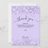 バイオレットグリッターサンキューカード 招待状 (正面)