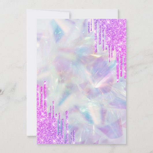 バイオレットグリッタードリップホログラフィック12誕生日 招待状 (裏面)