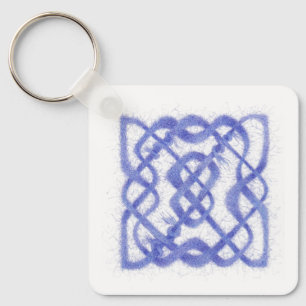 バイオレットケルト結び目模様スクエアアルミニウムキーチェーン キーホルダー