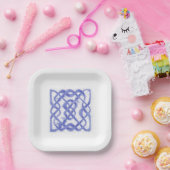 バイオレットケルト結び目模様スクエア紙プレート ペーパープレート (パーティー)