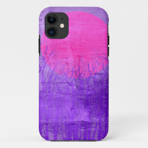 バイオレットサンセット 抽象芸術絵画ー iPhone 11 ケース
