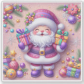 バイオレットサンタが贈り物で喜びを広げる シール (正面)