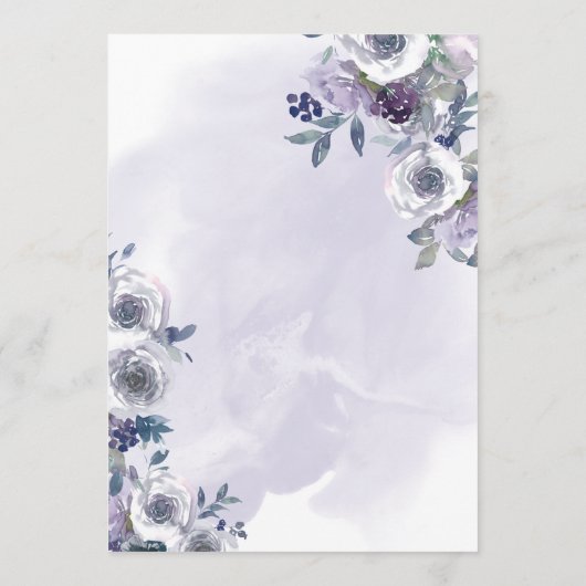 バイオレットシルバーホワイトウォーター色フローラキンセアニェラ 招待状 (裏面)