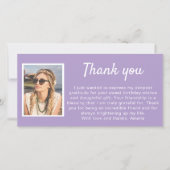 バイオレットシンプルフォト誕生日 サンキューカード (正面)