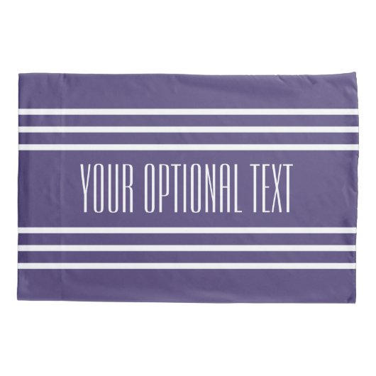 バイオレットストライプカスタム文字枕ケース 枕カバー (裏面)