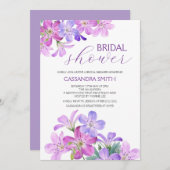 バイオレットゼラニウムグリーナリーフローラブライダルシャワー 招待状 (正面/裏面)