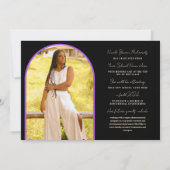 バイオレットタイポグラフィ写真卒業発表 招待状 (裏面)