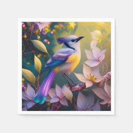 バイオレットタフテッドイエローブレストファンタジーバード スタンダードカクテルナプキン