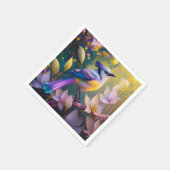バイオレットタフテッドイエローブレストファンタジー鳥 スタンダードカクテルナプキン (角)