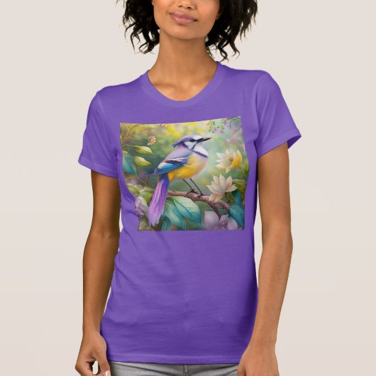 バイオレットタフテッドジェイファンタジー鳥 Tシャツ (正面)