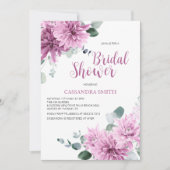 バイオレットダリアユーカリプトゥスグリーンリーブライダルシャワー 招待状 (正面)