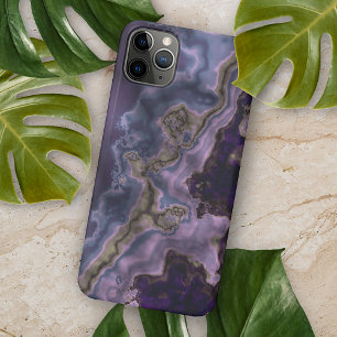 バイオレットダークパープルグレーブラウン大理石アート iPhone 11 PRO MAXケース