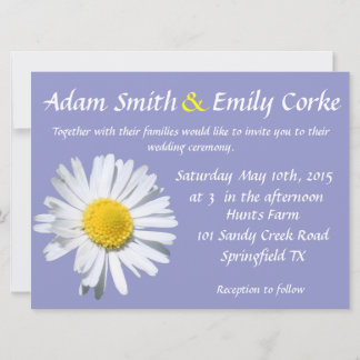 バイオレットチューリップデイジーウェディング招待状 招待状