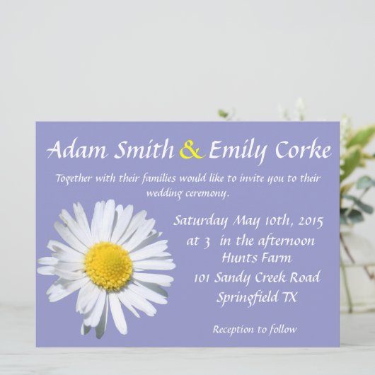 バイオレットチューリップデイジー結婚式招待状 招待状 (スタンド正面)