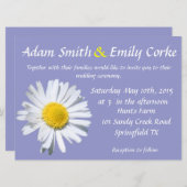 バイオレットチューリップデイジー結婚式招待状 招待状 (正面/裏面)