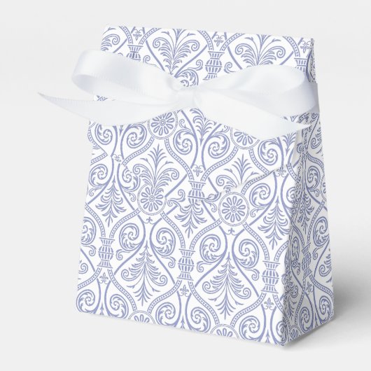 バイオレットチューリップ&ホワイトダマスクパターンの好意ボックス フェイバーボックス (正面サイド)