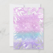 バイオレットティファニーグリッターオンブルーフラワースパークリーブライド 招待状 (裏面)