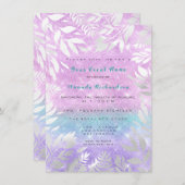 バイオレットティファニーグリッターグラデーションフローラスパークリーブライド 招待状 (正面/裏面)