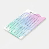 バイオレットティール（緑がかった色）の水彩洗浄の整理された作業 ポストイット (アングル)