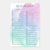 バイオレットティール（緑がかった色）の水彩洗浄の整理された作業 ポストイット (正面)