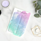 バイオレットティール（緑がかった色）の水彩洗浄の整理された作業 ポストイット