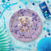 バイオレットテディベアチェアスターガールベビーシャワー ペーパープレート (パーティー)