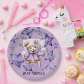 バイオレットテディベアチェアスターガールベビーシャワー ペーパープレート (パーティー)