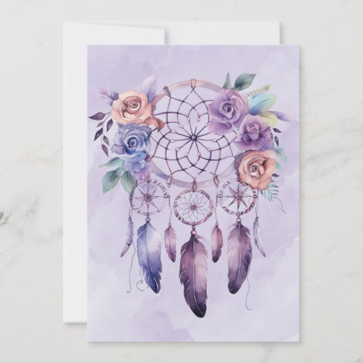 バイオレットドリームキャッチャー&フラワーガールガールベビーシャワー 招待状 (裏面)