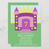 バイオレットバウンスオンオーバーバウンスハウスバースデーパーティー 招待状 (正面/裏面)
