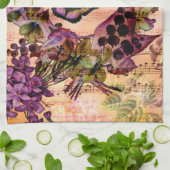 バイオレットバタフライフローラエフェメラ キッチンタオル (折り畳み)