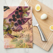バイオレットバタフライフローラエフェメラ キッチンタオル (四つ折り)