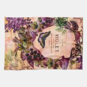 バイオレットバタフライフローラエフェメラ キッチンタオル (横)