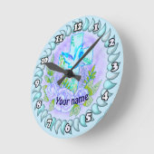 バイオレットバラクリスチャン十字架 ラウンド壁時計 (傾斜)