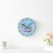 バイオレットバラクリスチャン十字架 ラウンド壁時計 (ホーム)