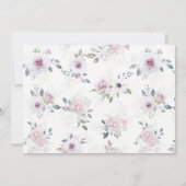 バイオレットバラシルバーベビーガールシャワー 招待状 (裏面)