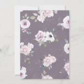 バイオレットバラフローラシルバーグリッターガールベビーシャワー 招待状 (裏面)