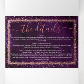 バイオレットバラ金ゴールド散布紙吹雪詳細RSVP 三つ折り招待状 (内部中)