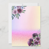 バイオレットバラ、グリッター《写真》ぼけ味ベビーシャワー 招待状 (裏面)