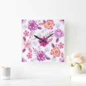 バイオレットバラ スクエア壁時計 (ホーム)