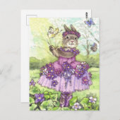 バイオレットバレリナバニーかわいいポストカード ポストカード (正面/裏面)